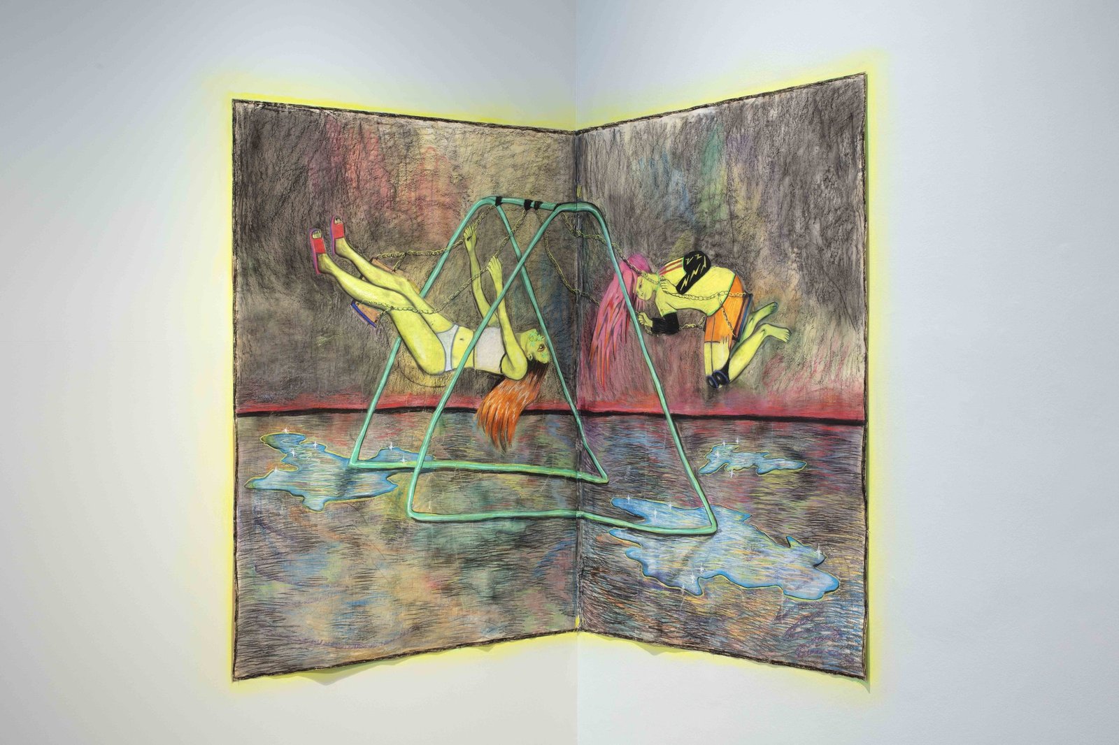 Luna azzurra (2019): chalks and charcoal on paper, 300x200 cm,