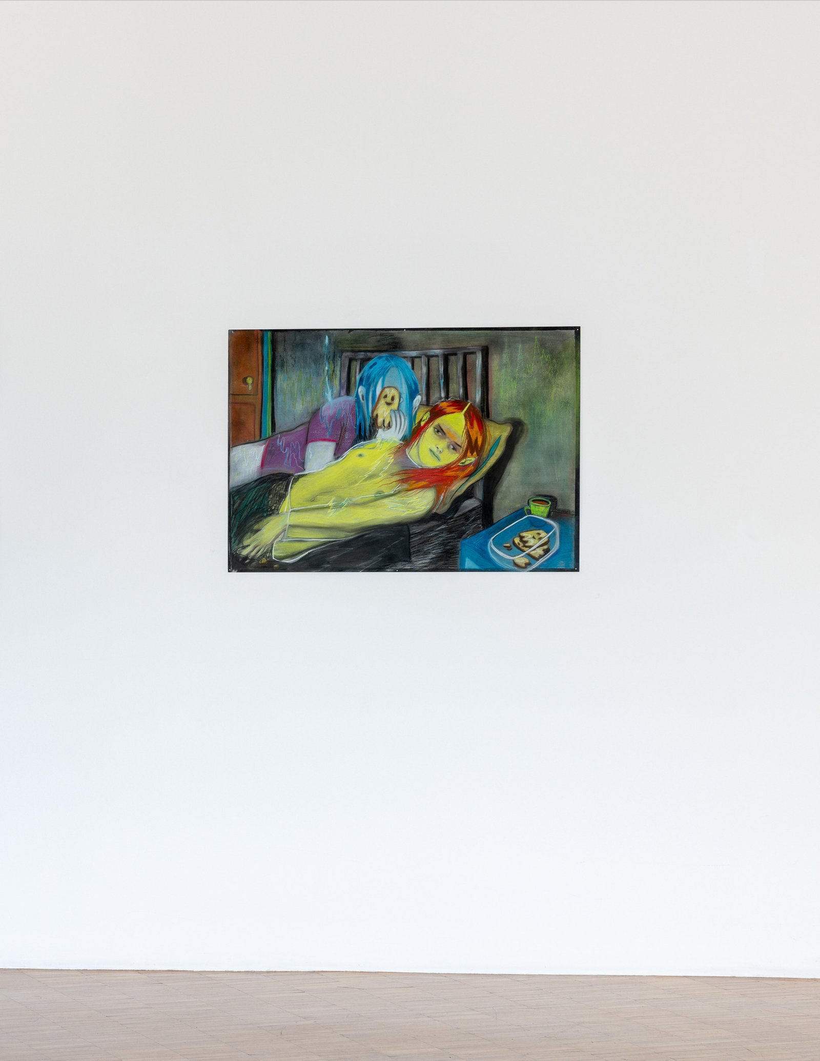 Chalks and charcoal on cardboard,80x70 cm. Installation view from MAC – Museo d’Arte Contemporanea Lissone, 2025. Photo:…