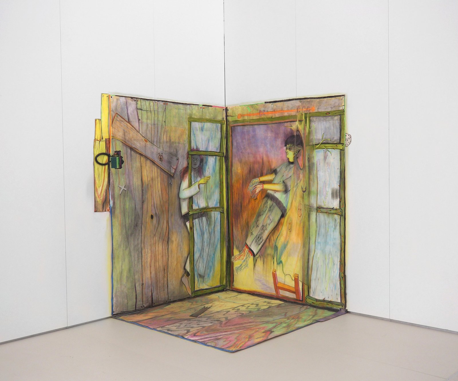 Chalk and charcoal on paper, 200 × 300 × 150 cm, 2023. installation view from talian Painting Today, Triennale Milano, 2…